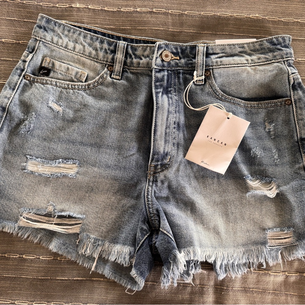 KanCan Light Blue Distressed Denim Cutoff Shorts